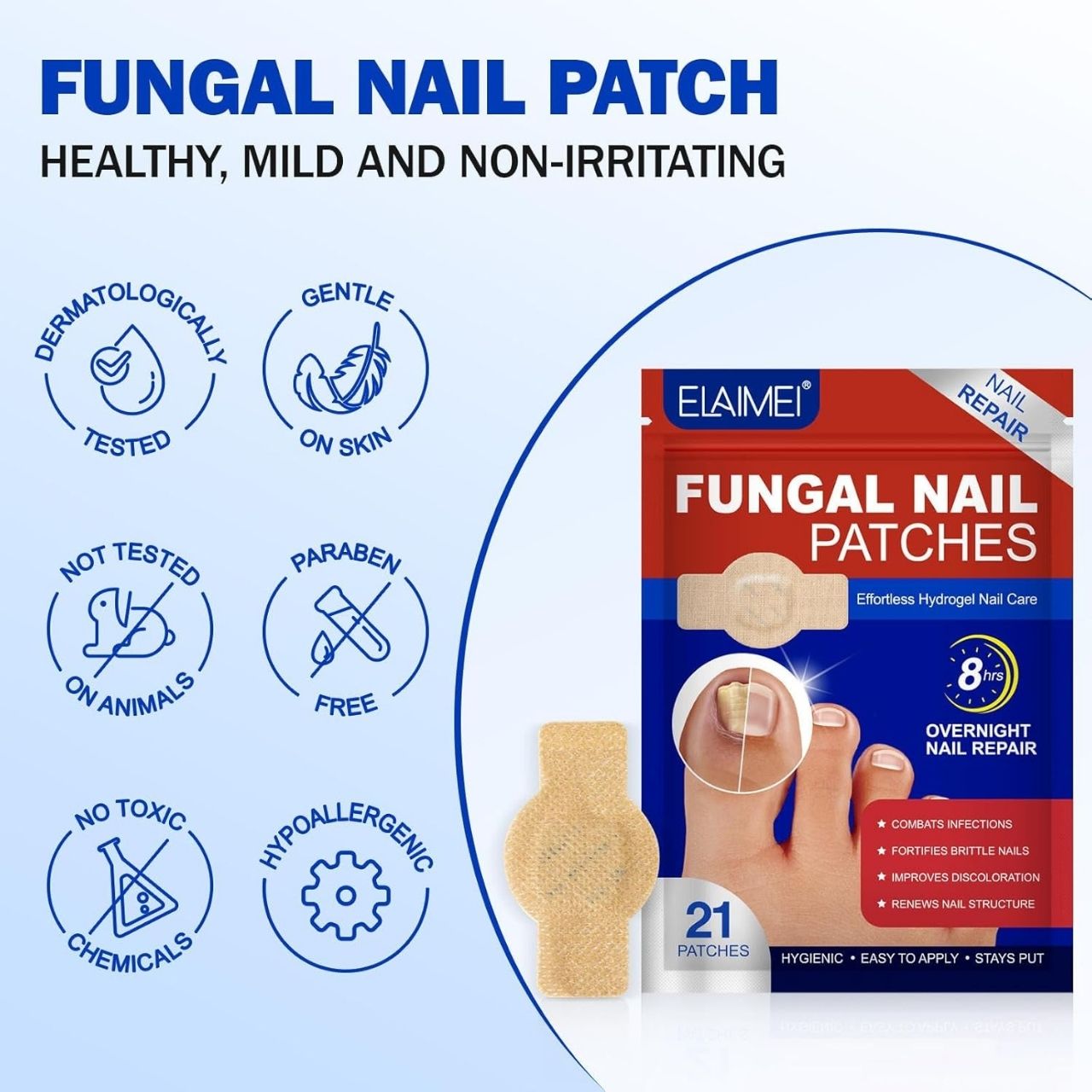 FungalPatches, restorativni flasteri za njegu oštećenih noktiju (21 kom.) (1+1 GRATIS ) - Image 4