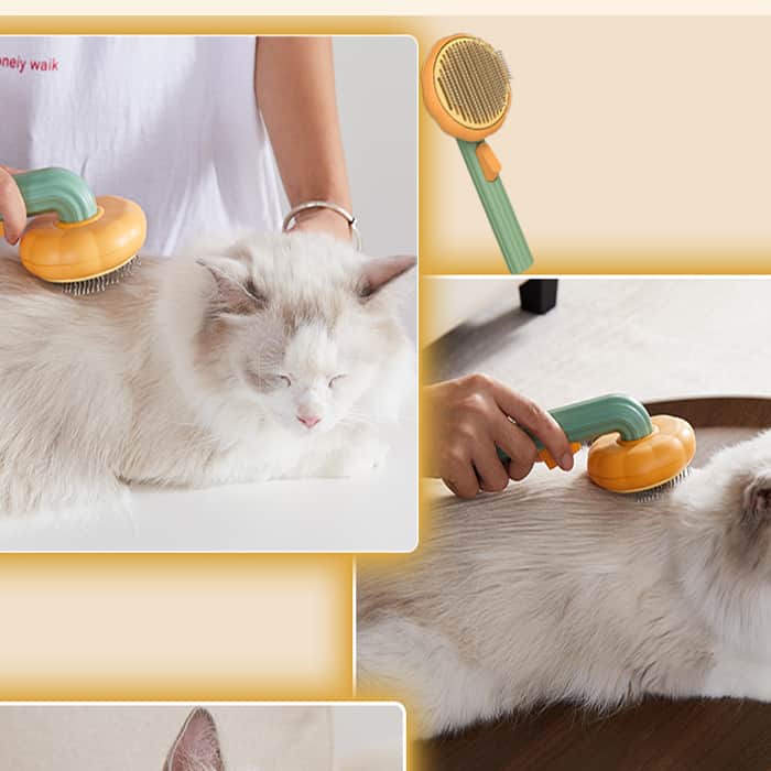 PumpkinComb, četka za kućne ljubimce s gumbom za jednostavno čišćenje